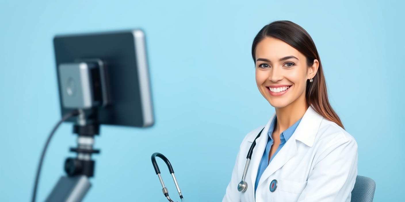 Doctora dando consulta virtual